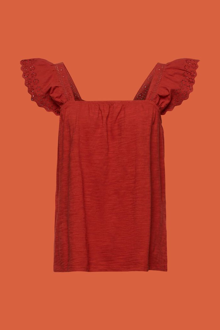 Žerzejové tričko s vyšívanými rukávy, TERRACOTTA, detail image number 5