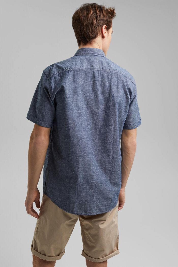 Len / bio bavlna: košile s krátkým rukávem, NAVY, detail image number 3