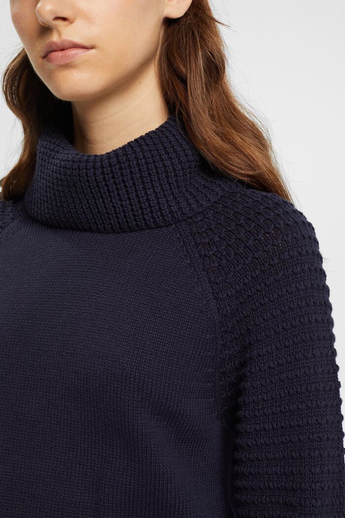 Pletený pulovr s nízkým rolákem, NAVY, detail image number 0