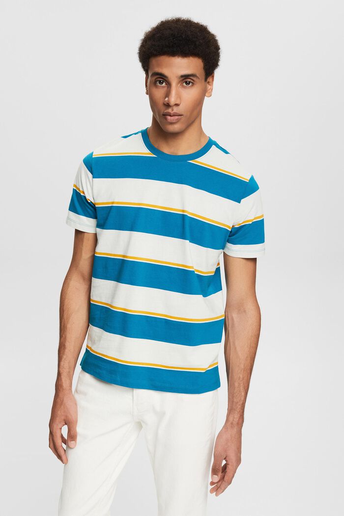 Žerzejové tričko s pruhovaným vzorem, TEAL BLUE, detail image number 0
