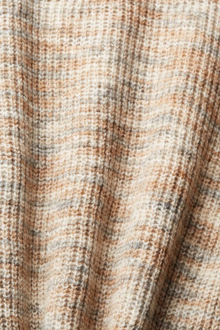 Melírovaný svetr se špičatým výstřihem, směs s vlnou, BEIGE, detail image number 6