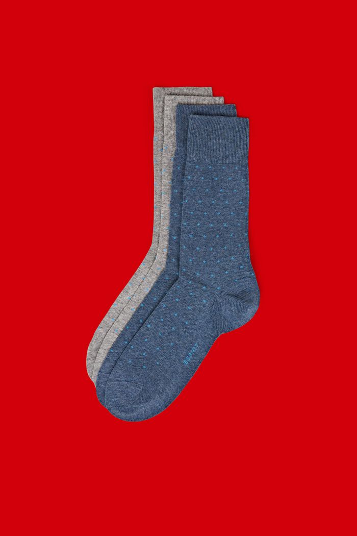 2 páry ponožek s tečkovaným vzorem, bio bavlna, NEW GREY/BLUE, detail image number 0