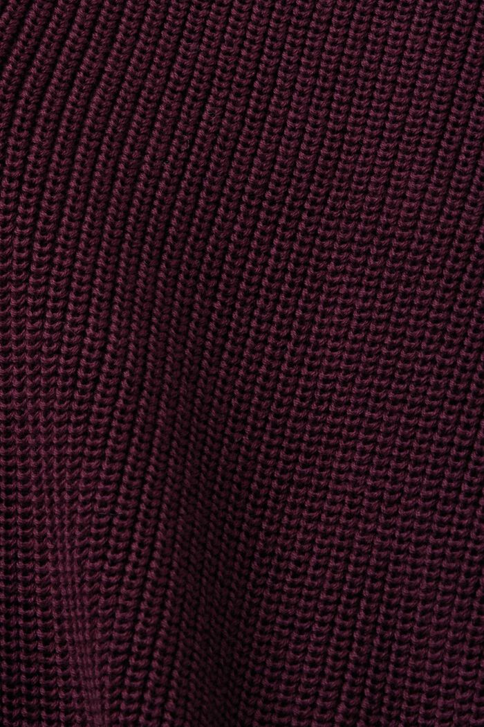 Pulovr s polokošilovým límcem, z pleteniny, 100% bavlna, AUBERGINE, detail image number 6