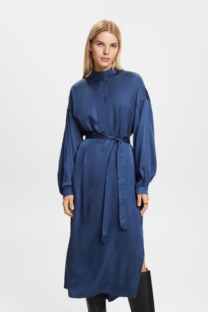 Saténové košilové šaty, GREY BLUE, detail image number 2