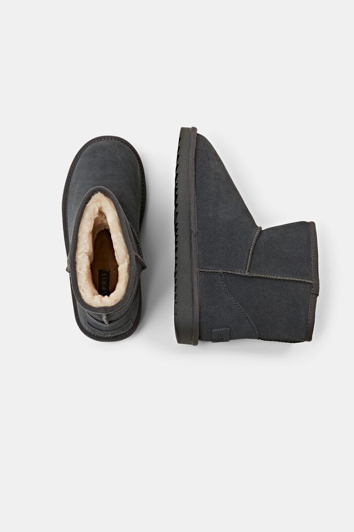 Semišové boty s podšívkou z umělé kožešiny, DARK GREY, detail image number 5