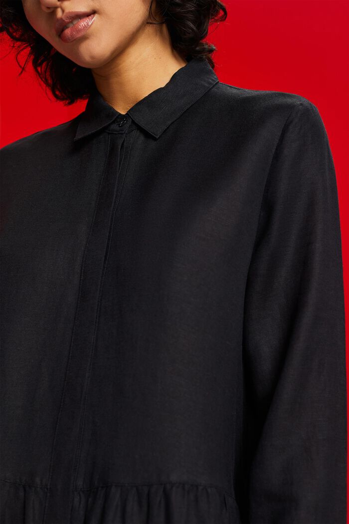 Mini košilové šaty ze směsi lnu, BLACK, detail image number 2