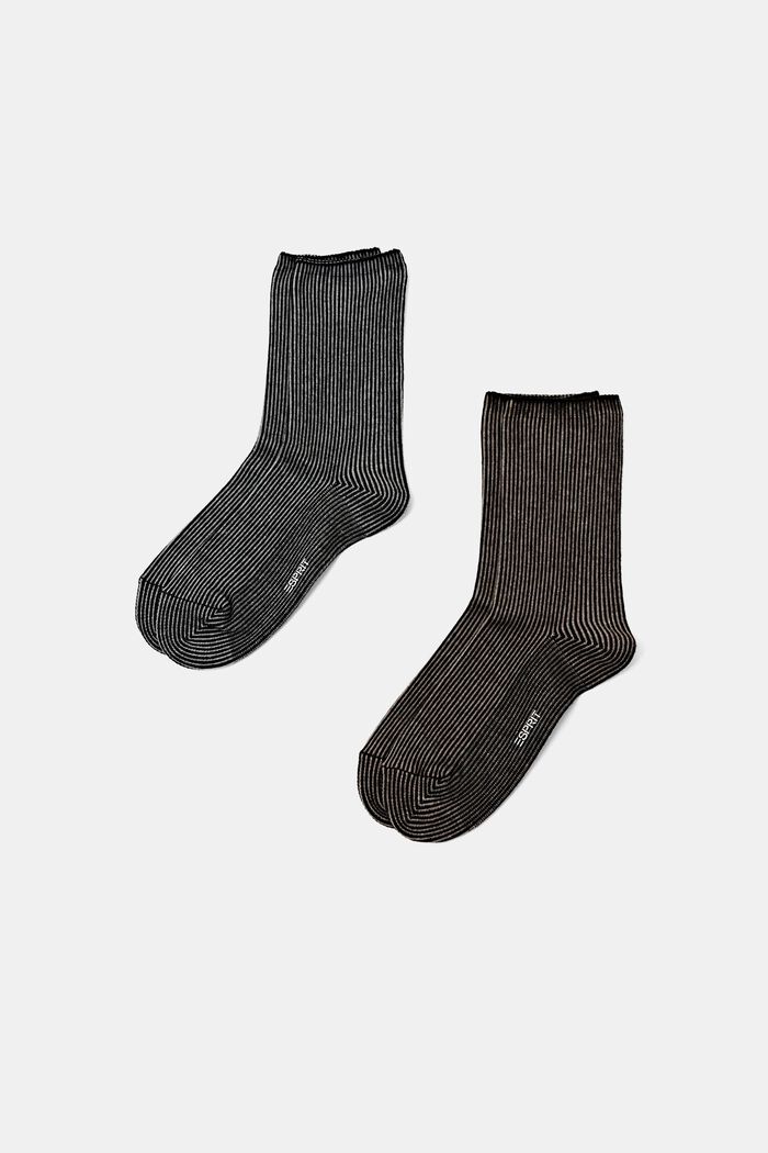 2 páry ponožek z hrubé pruhované pleteniny, BLACK, detail image number 0