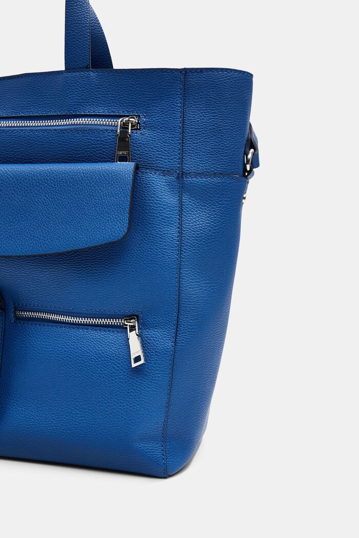 Velká kabelka přes rameno, vzhled kůže, BLUE, detail image number 1