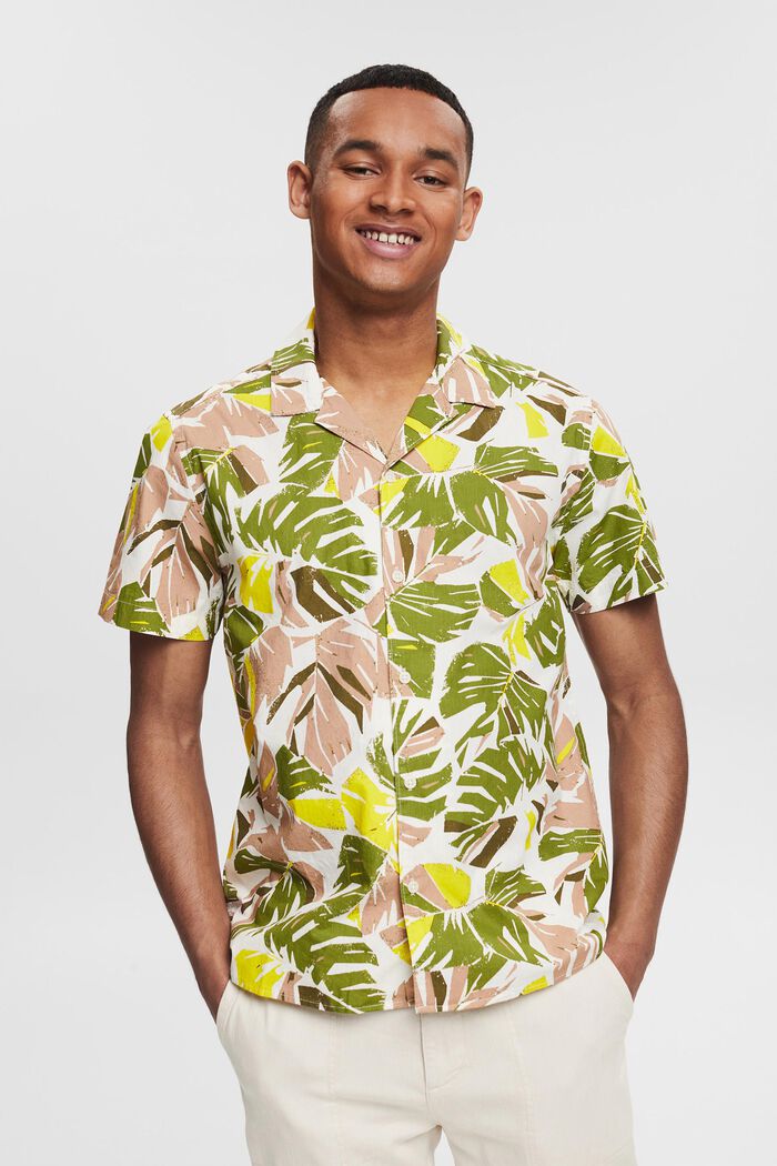 Košile s natištěnými tropickými listy, LIGHT BEIGE, detail image number 0
