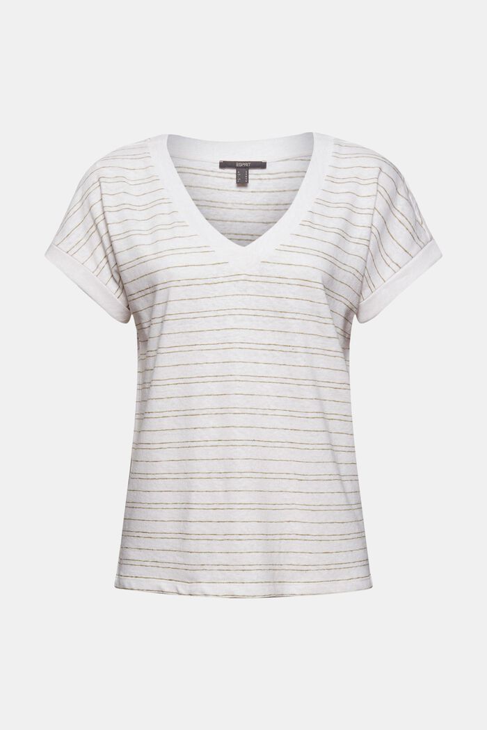 Bavlna/len: proužkované tričko, WHITE, detail image number 5