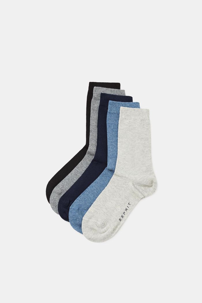 Jednobarevné ponožky, 5 párů v balení, GREY/BLUE COLORWAY, detail image number 0