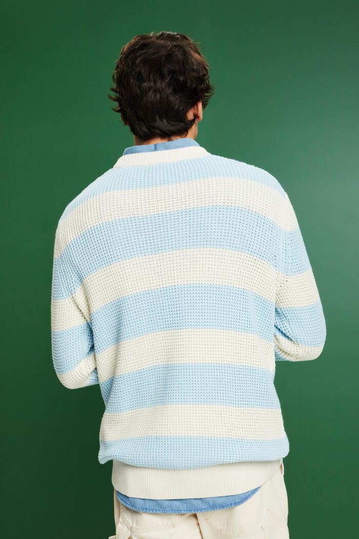 Pruhovaný bavlněný pulovr z copánkové pleteniny, PASTEL BLUE, detail image number 2