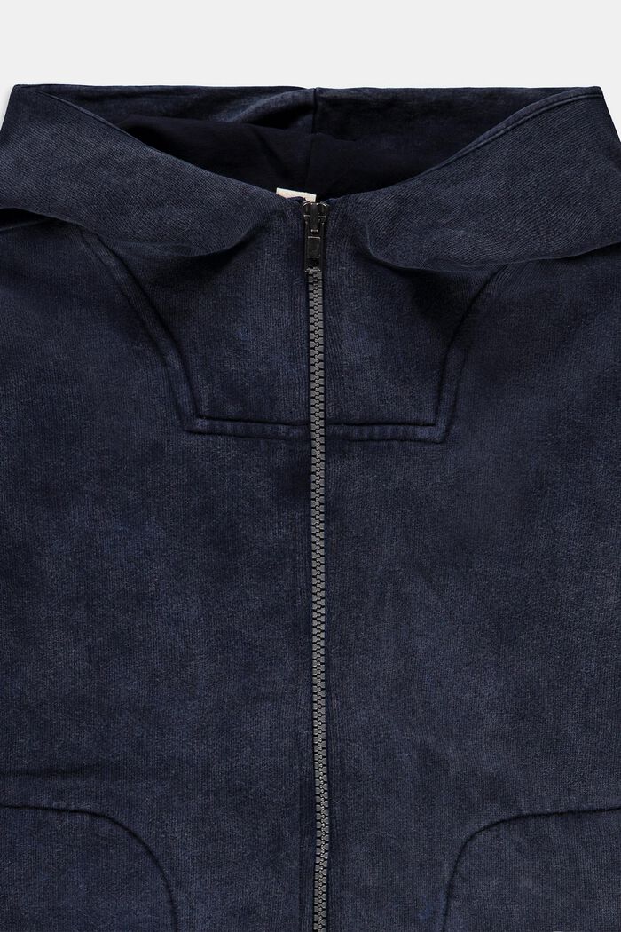 Mikina na zip s kapucí, se sepraným vzhledem, 100% bavlna, BLUE DARK WASHED, detail image number 2