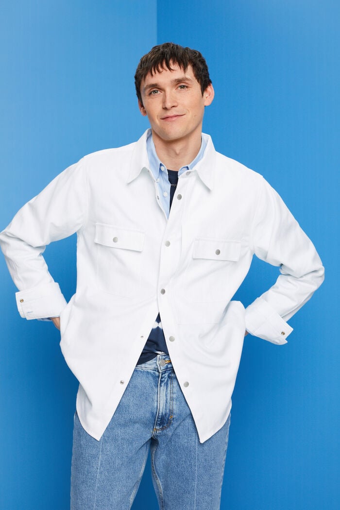 Keprová košilová bunda, 100% bavlna, WHITE, detail image number 0