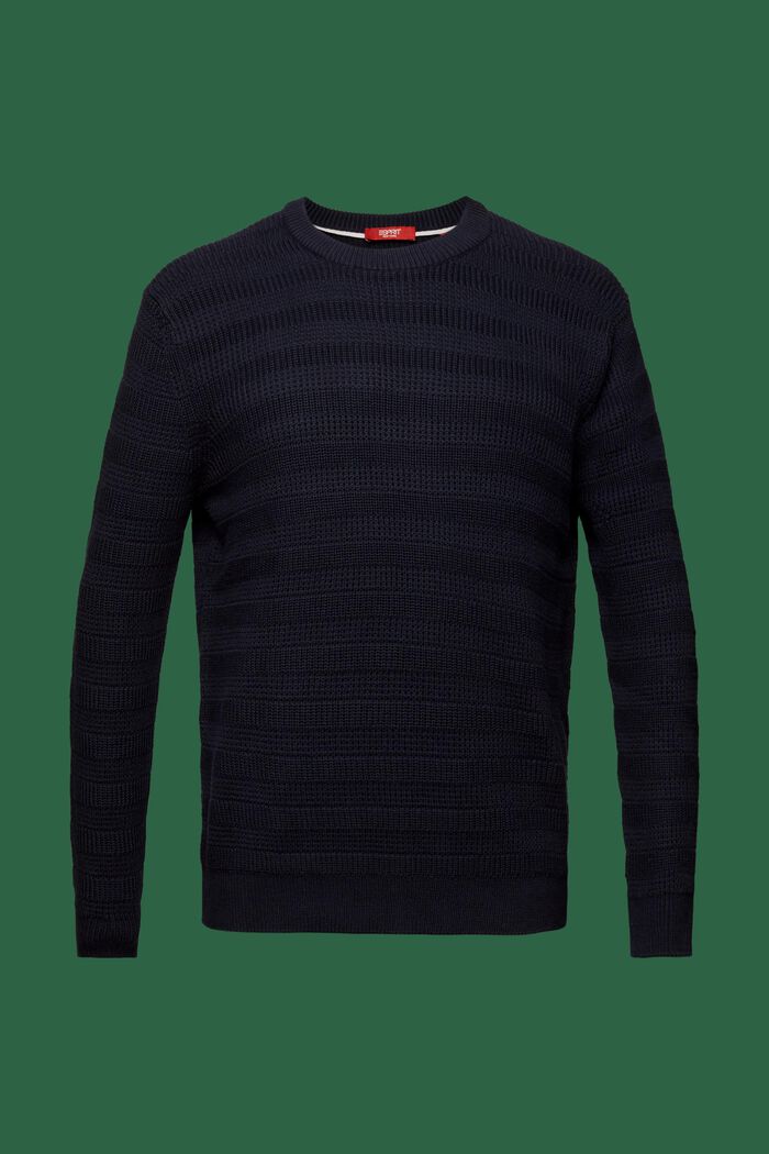 Strukturovaný pulovr s kulatým výstřihem, NAVY, detail image number 6