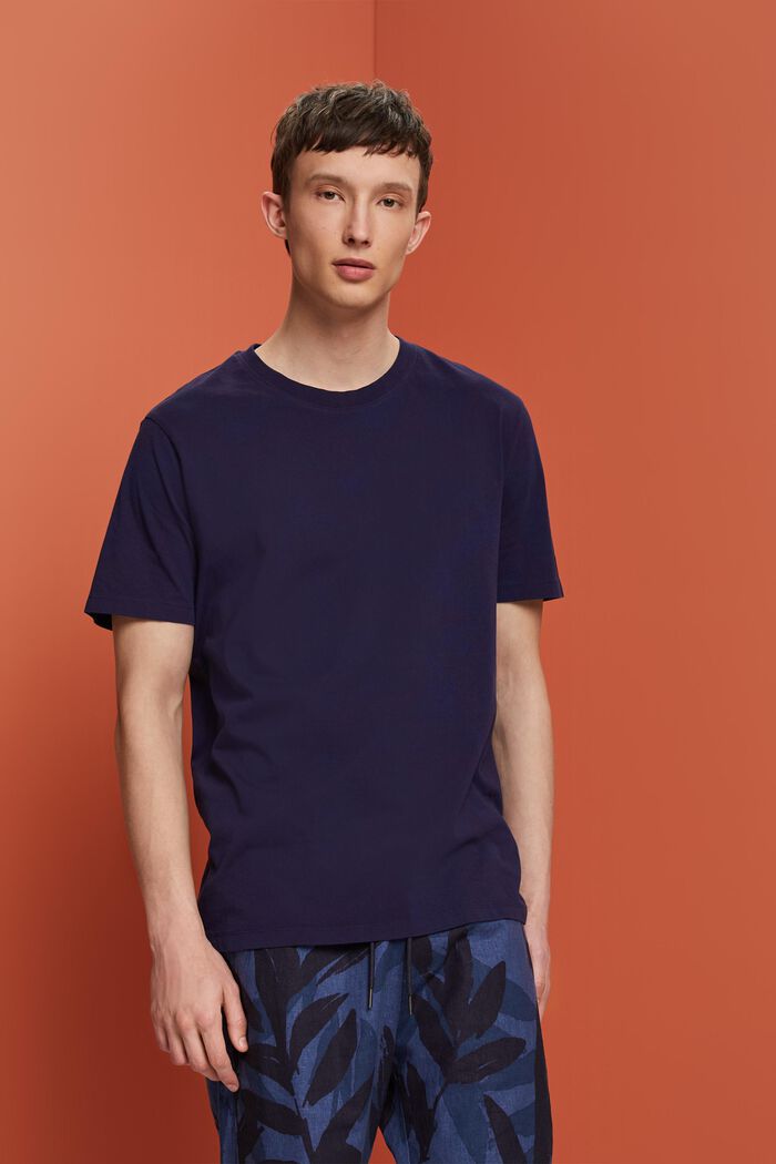 Tričko s kulatým výstřihem ke krku, 100% bavlna, DARK BLUE, detail image number 0