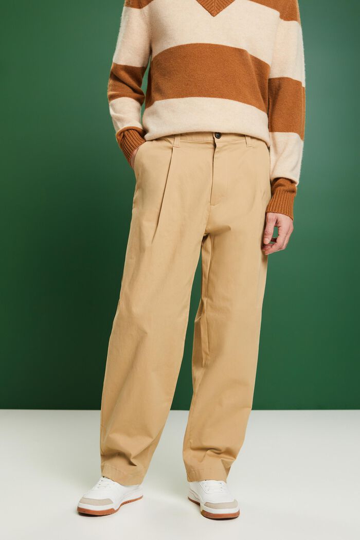 Kalhoty chino se širokými nohavicemi, BEIGE, detail image number 0