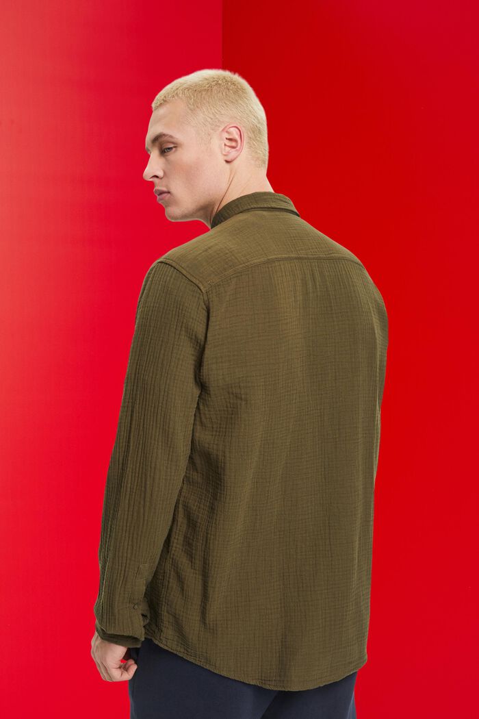 Mušelínová košile z udržitelné bavlny, KHAKI GREEN, detail image number 3