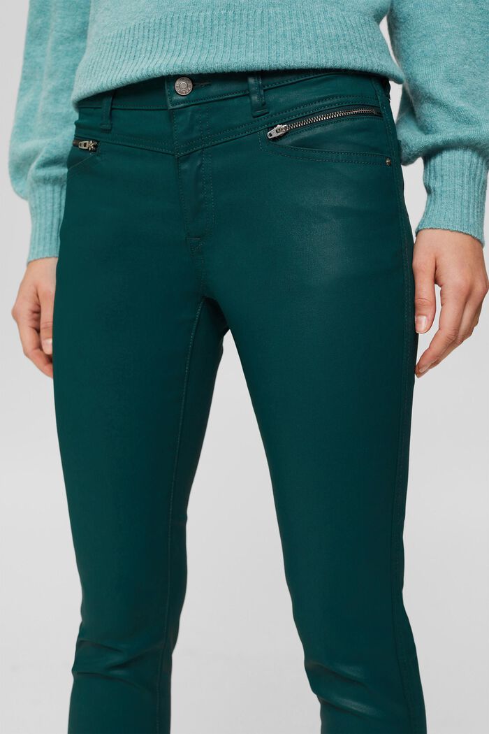 Povrstvené kalhoty se zipy, DARK TEAL GREEN, detail image number 2