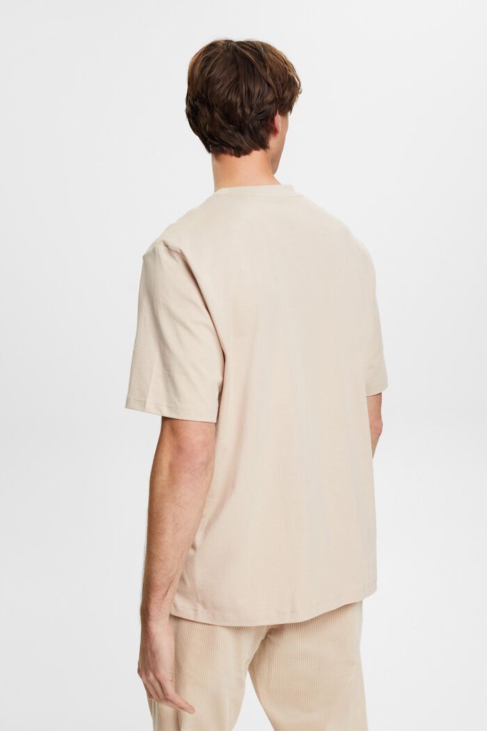 Bavlněné tričko s kulatým výstřihem, LIGHT TAUPE, detail image number 3