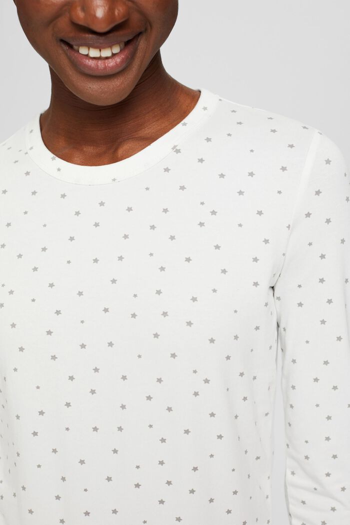 Tričko s dlouhým rukávem s hvězdičkovým potiskem, bio bavlna, OFF WHITE, detail image number 2