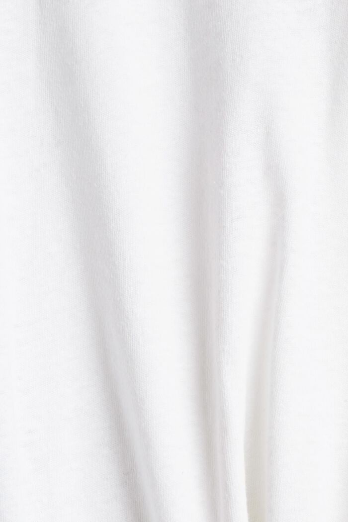 Tričko s dl. rukávem, knoflíková lišta, směs lnu, WHITE, detail image number 4