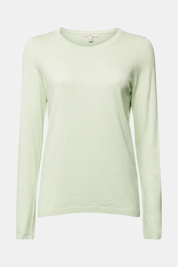 Basic pulovr ze směsi s bio bavlnou, PASTEL GREEN, detail image number 0