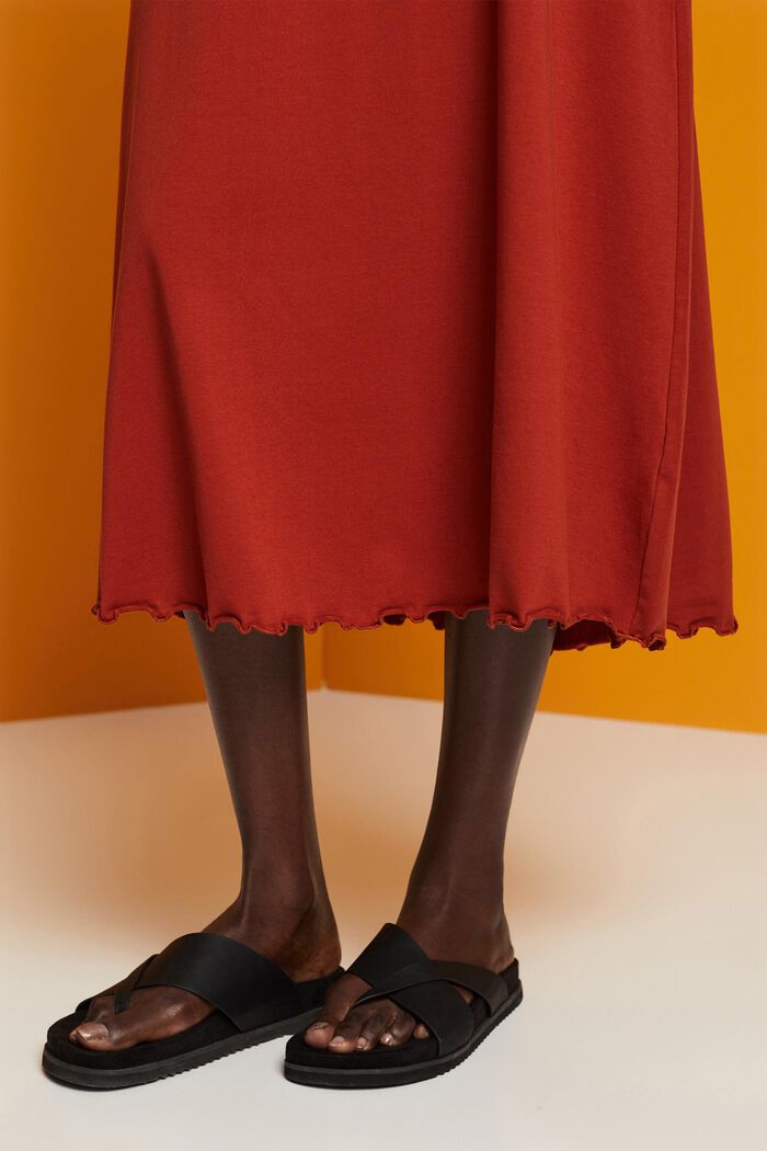 Žerzejová midi sukně, udržitelná bavlna, TERRACOTTA, detail image number 2