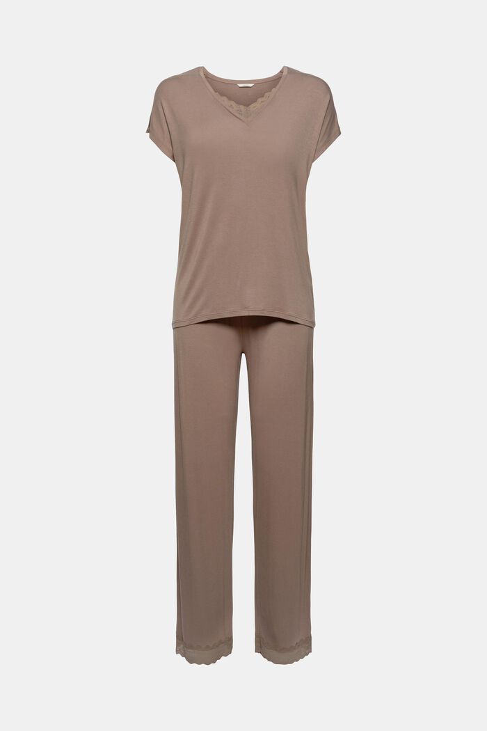Žerzejové pyžamo z materiálu LENZING™ ECOVERO™, TAUPE, detail image number 5