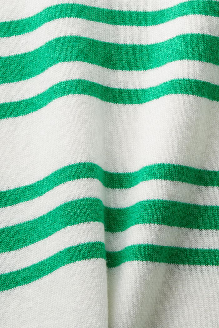 Proužkovaný pulovr se špičatým výstřihem, bavlna, GREEN, detail image number 5