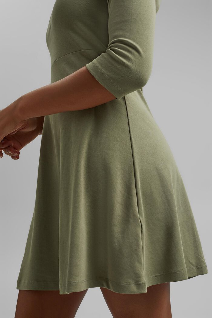 Žerzejové šaty z bio bavlny, KHAKI GREEN, detail image number 3