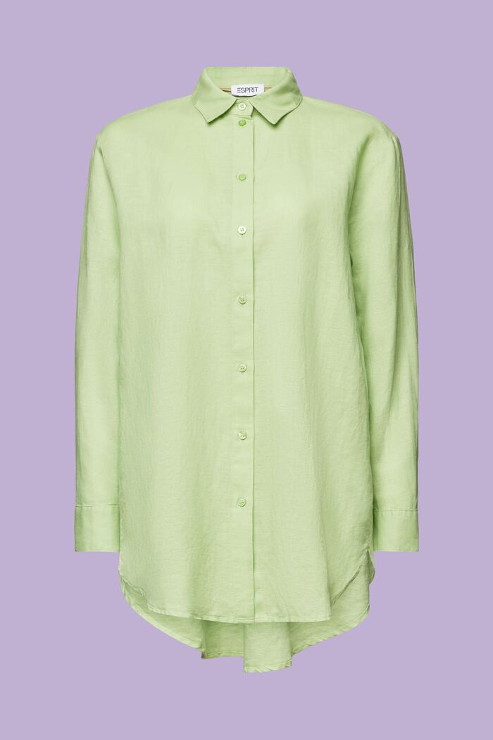 Košile ze lnu s bavlnou, LIGHT GREEN, detail image number 5