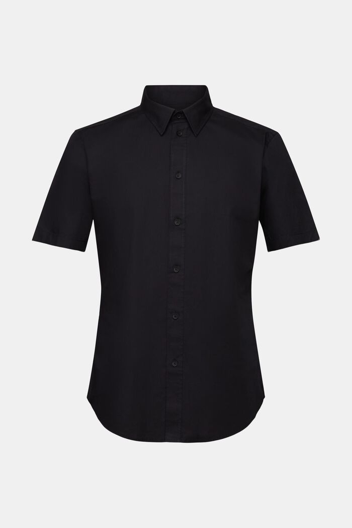 Košile s krátkým rukávem, z bavlněného popelínu, BLACK, detail image number 6