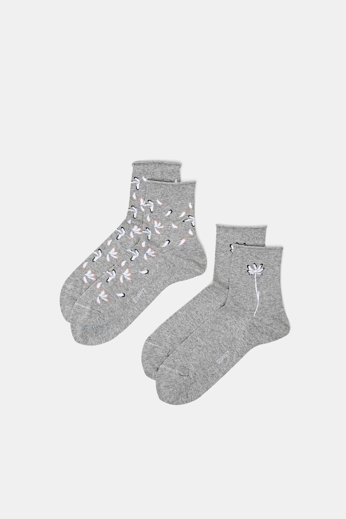 Ponožky z pleteniny s potiskem, 2 páry v balení, LIGHT GREY, detail image number 0