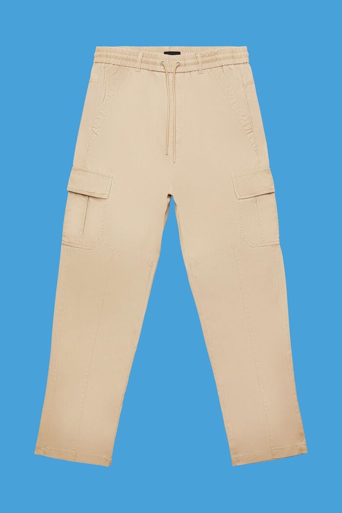 Bavlněné cargo kalhoty se zúženými nohavicemi, SAND, detail image number 7