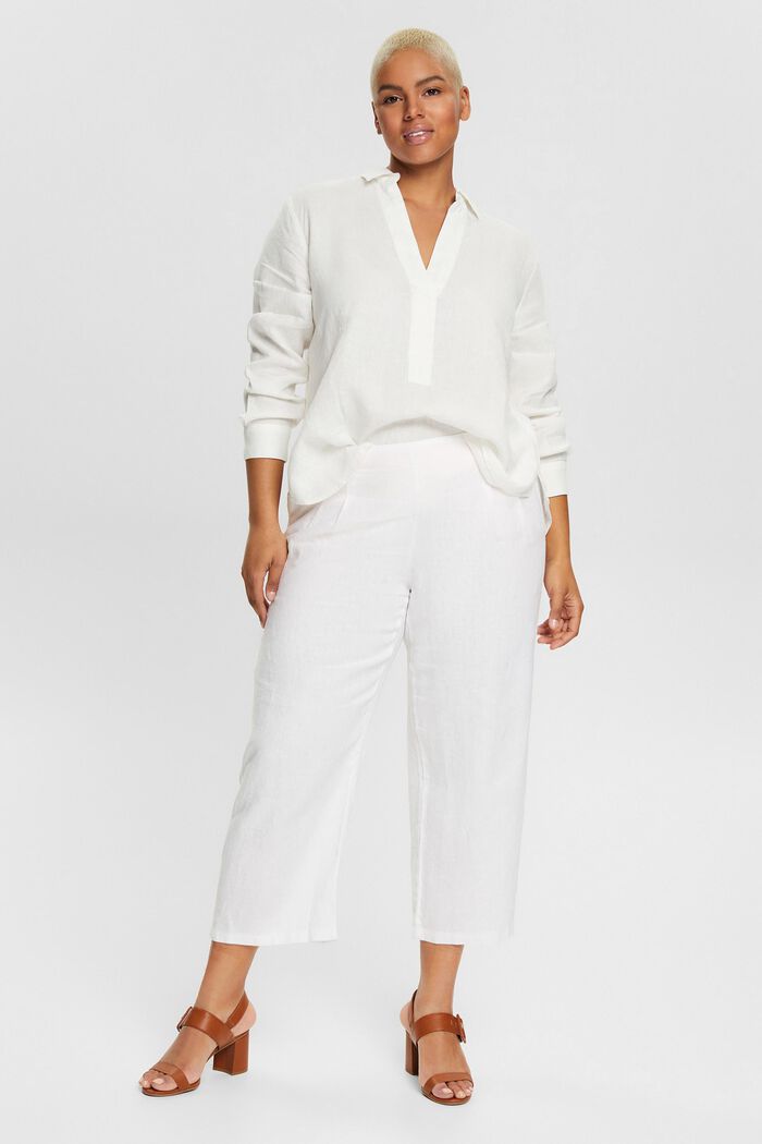 CURVY kalhotová sukně ze 100% lnu, WHITE, detail image number 5