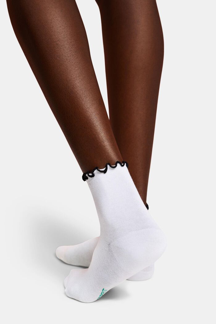 2 páry ponožek nad kotníky, nařasené, BLACK/WHITE, detail image number 1