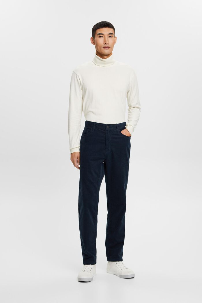 Manšestrové kalhoty s rovným straight střihem, PETROL BLUE, detail image number 5