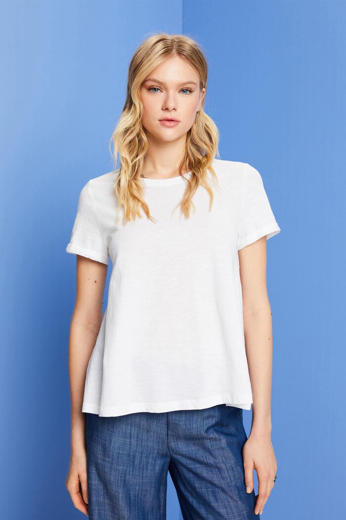 Basic tričko s kulatým výstřihem, 100 % bavlna, WHITE, detail image number 0