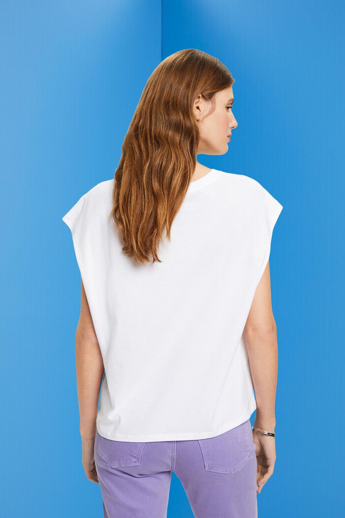 Bavlněné tričko s potiskem na předním dílu, WHITE, detail image number 3