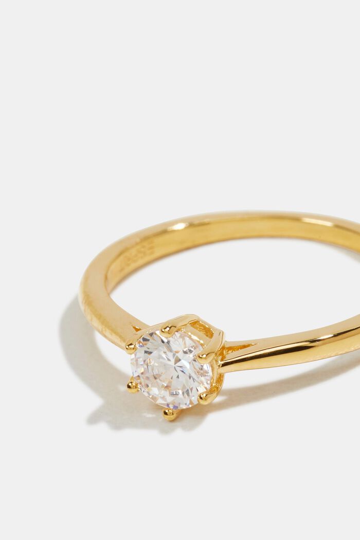 Prsten se zirkony, sterlingové stříbro, GOLD, detail image number 1