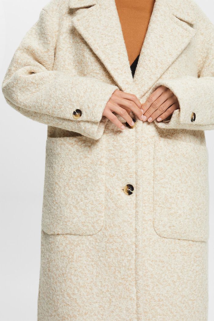 Kabát z vlněné směsi, s vlnitým vzhledem, SAND, detail image number 1