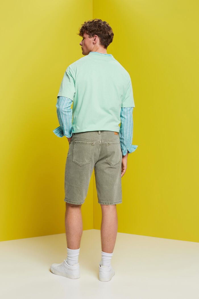 Barvené denimové šortky, GREEN, detail image number 3