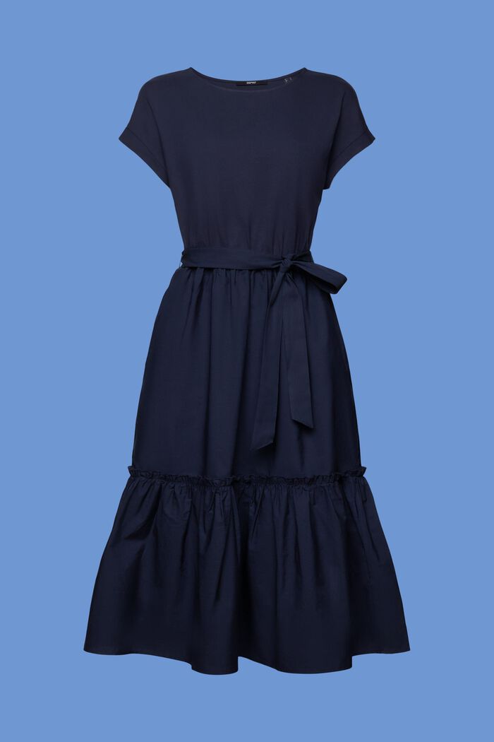 Midi šaty ze směsi materiálů, 100% bavlna, NAVY, detail image number 5