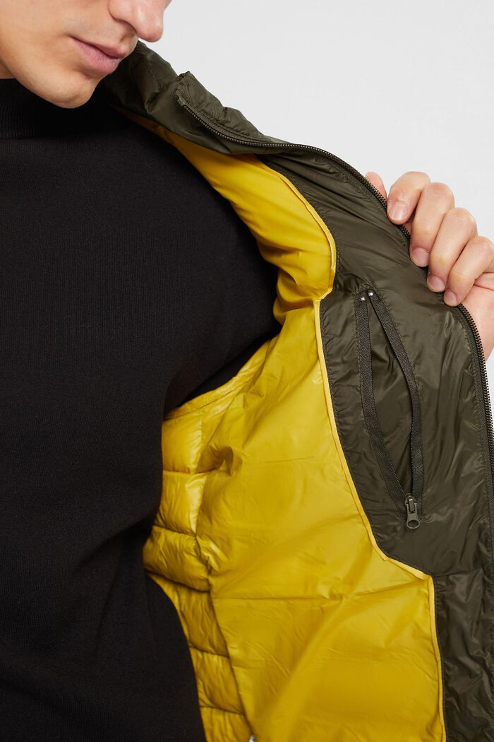 Prošívaná bunda s vysokým límcem, DARK KHAKI, detail image number 0