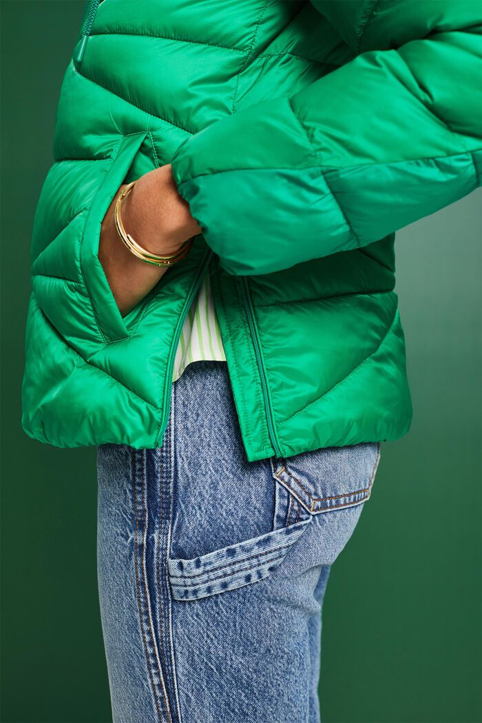 Vatovaná bunda s kapucí, GREEN, detail image number 3