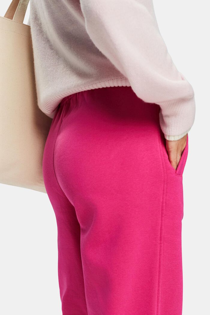 Unisex teplákové flaušové kalhoty s logem, z bavlny, PINK FUCHSIA, detail image number 2