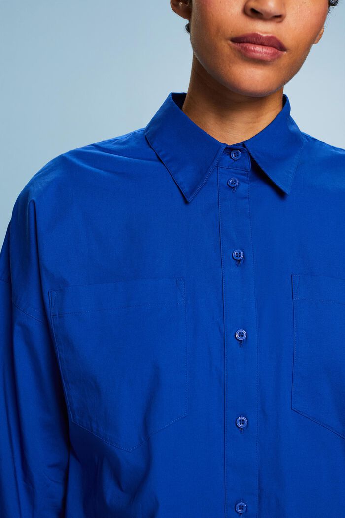 Propínací košile z bavlněného popelínu, BRIGHT BLUE, detail image number 3
