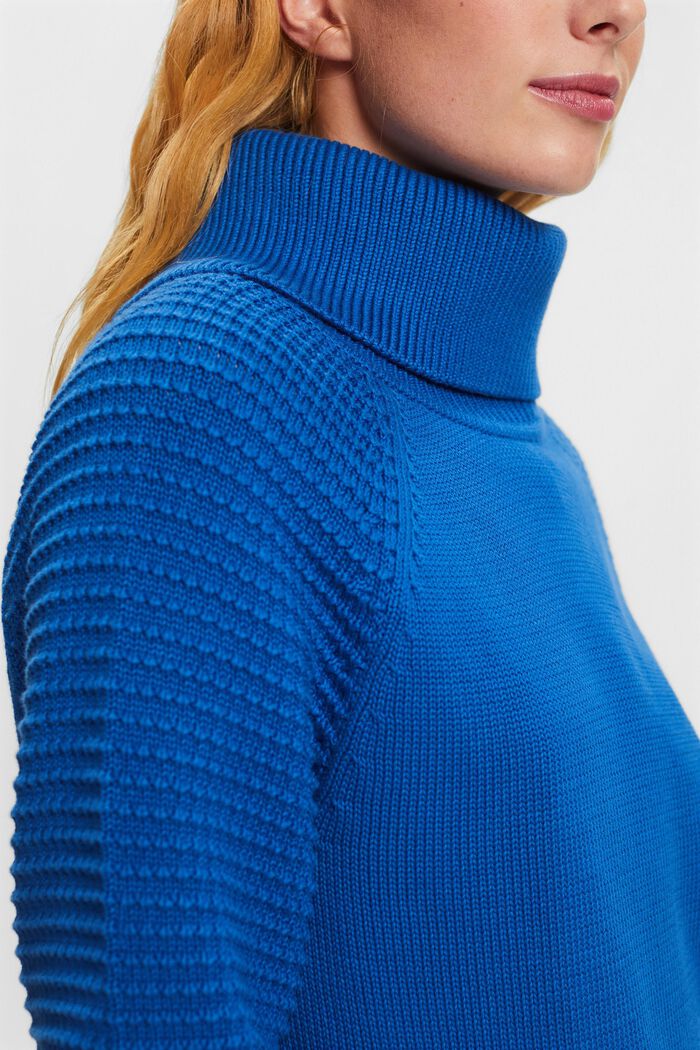 Bavlněný pulovr s nízkým rolákovým límcem, BRIGHT BLUE, detail image number 2
