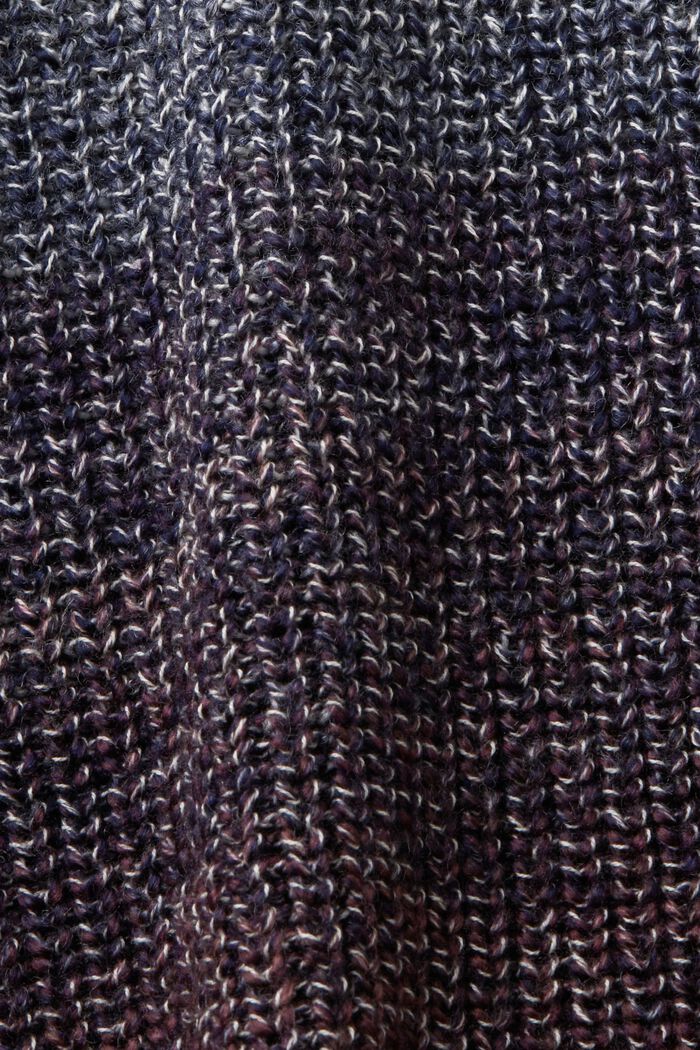 Volně pletený pulovr se stojáčkem, přechod barev, AUBERGINE, detail image number 6